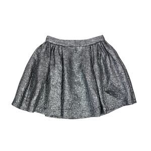 Kate Spade Aimee Gunmetal Metallic Silver Mini Pleated Bubble Skirt 6